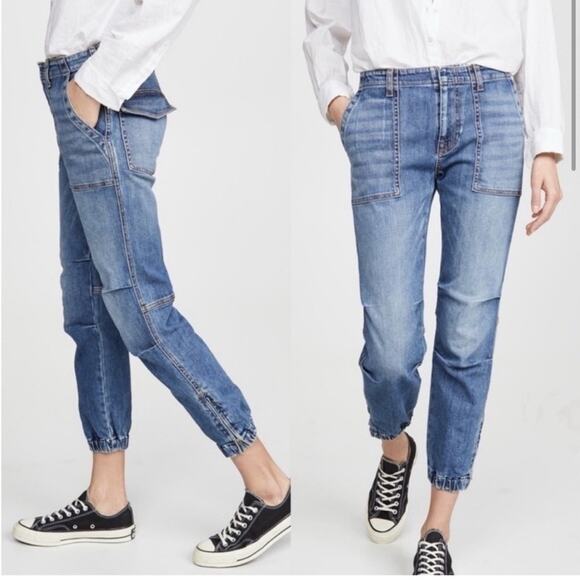 Nili Lotan Military Cropped Mid Rise Jogger Jeans - Picture 2 of 11